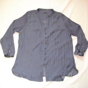 M&S COLLECTION Women's Size14 Blouse Button Front Long Sleeve Gray